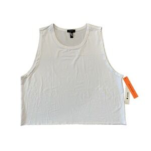 NWT Bloomingdales Aqua Athletic White Perforated Mesh Tank  Top Retail $48 Sz XL